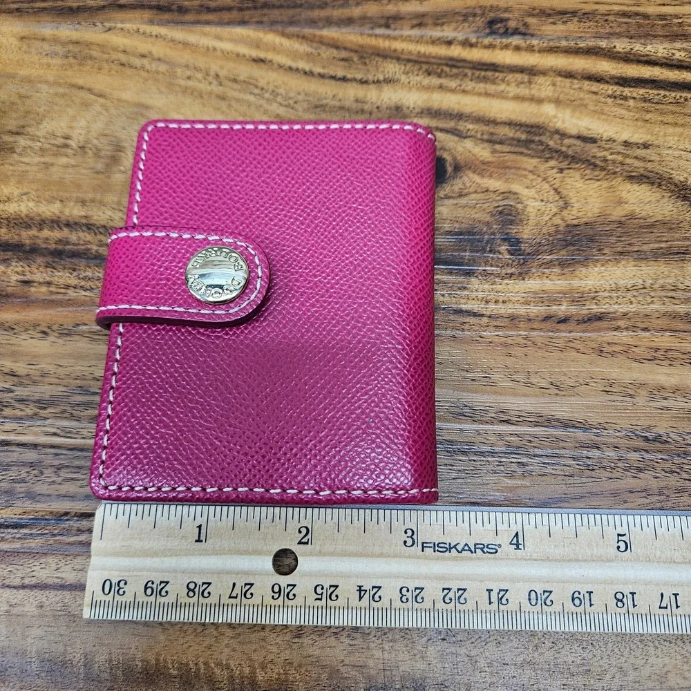Dooney & Bourke Pink Pebble Grain Leather Small Bifold Snap Wallet